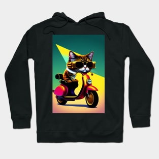 Cute Cats Riding Vespa with Sunglasses Hoodie